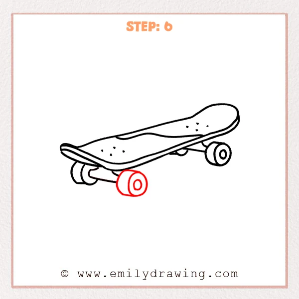 how to draw a cartoon skateboard - Step 6
